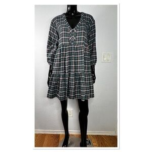 Madewell Plus Flannel Colette Mini Dress in Plaid Sz 4 100% Cotton Oversized